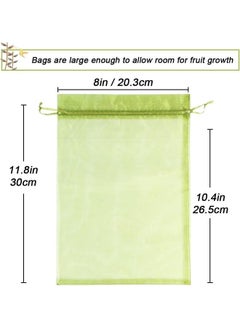 yongsheng 100pcs Fruit Protection Bags 8x12 inch, Green Netting Cover Bags Drawstring Mesh Fruit Protectors Pest Barrier for Grapes Mango Fruit Trees Veggies  - Image 3