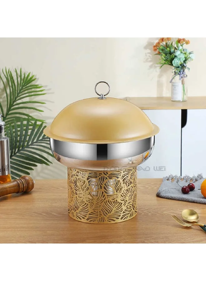 Bien Servi Durable Secure Lid Chafing Food Warmer Dish with Stand Yellow 4.5 L DZW-YC045