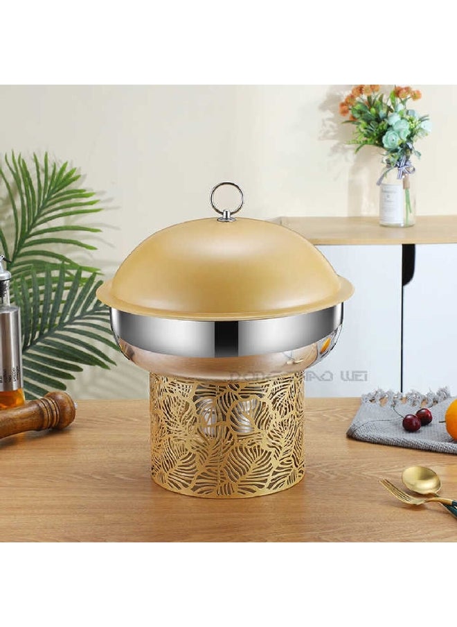 Bien Servi Durable Secure Lid Chafing Food Warmer Dish with Stand Yellow 4.5 L DZW-YC045  - Image 2