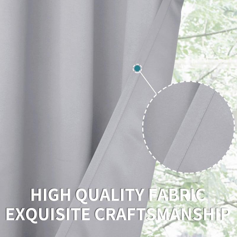 BGment Small Curtains Half Window 36 Inches Length for Kithchen - Rod Pocket Room Darkening Drapes for Basement Cafe Nursery Bathroom  Light Grey  2 Panels  29 x 36 Inch - Image 5