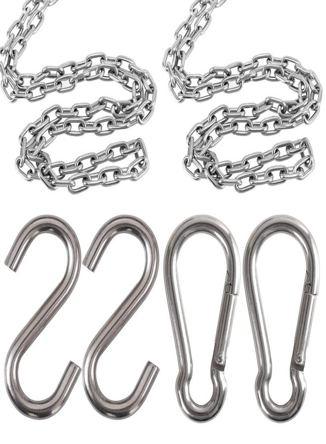 TEELLON 7FT Heavy Duty Strong Metal Chain for Hanging Swing Hammock Punching Bag Extension Chain Hanging Chair Aerial Yoga Install Hardware for Multipurpose.Pack of (2Chain,2S Hook,2Carabineer)(7Feet) - Image 1