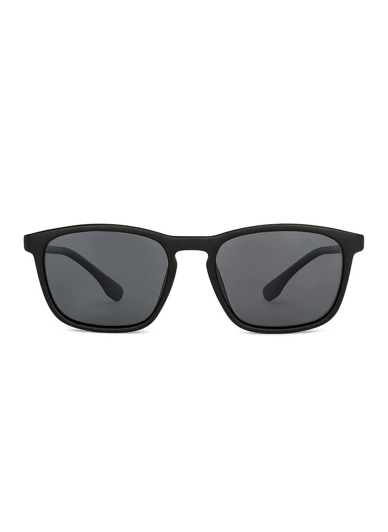 فينسينت تشيس Vincent Chase By Lenskart | Matte Black Grey Full Rim Square Branded Latest and Stylish Sunglasses | Polarized and 100% UV Protected | Men & Women | Medium | LA S13164