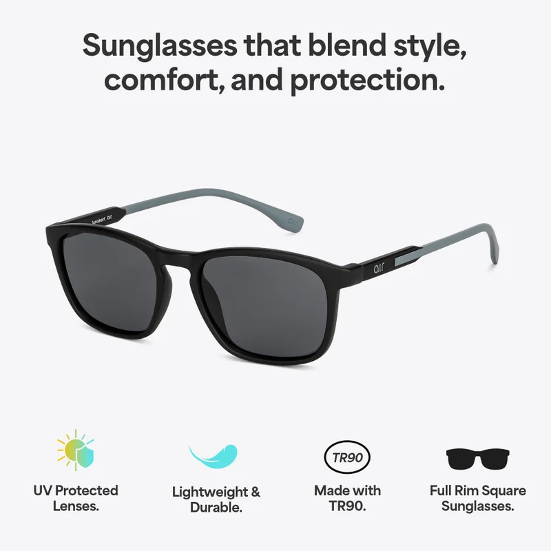VINCENT CHASE Grey Black Full Rim Square Vincent Chase VC Sun Non-metal LA S13164 Sunglasses