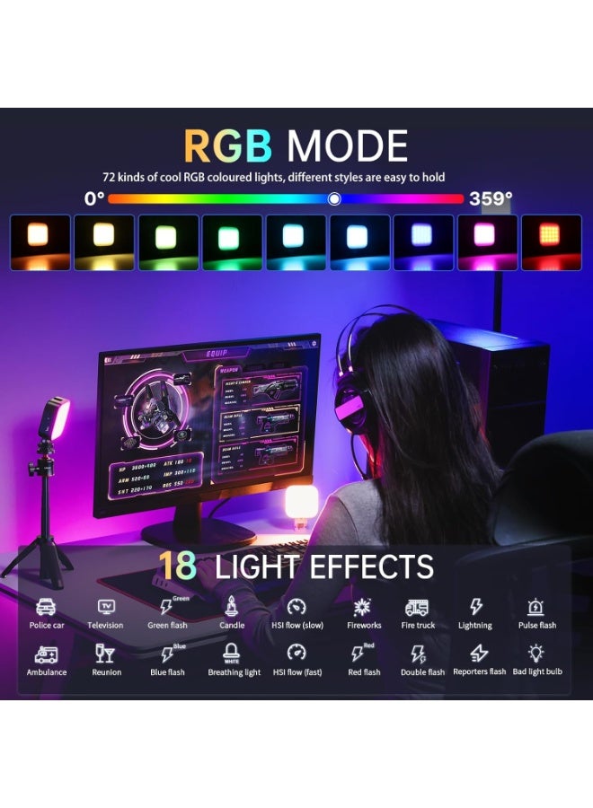 RGB Selfie Light with Clip – 360° Full Color LED Video Light with 18 Modes, Adjustable Brightness & 2500mAh Battery – Portable Fill Light for Phone, Tablet, Camera - Image 4