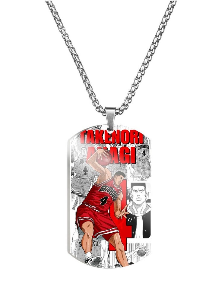 KUYING New Slam Dunk Color Printed Stainless Steel Necklace 