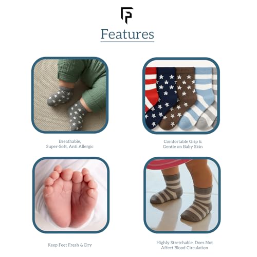 FOOTPRINTS Organic Cotton Kids Ankle Length Socks - Pack Of 6 Pairs - Star Stripe- 3-5 Years, Multicolour - Image 5