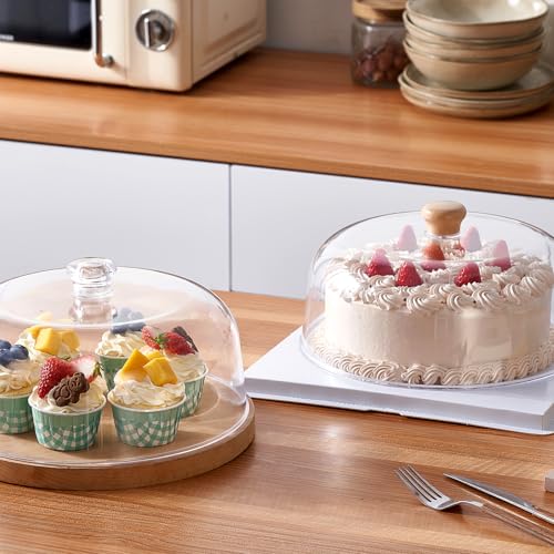 CozyState 11-inch Plastic Acrylic Cake Dome Cover, Suitable for Cake Stand Plates Transparent Cake Cover(Wood Handle) - Image 5