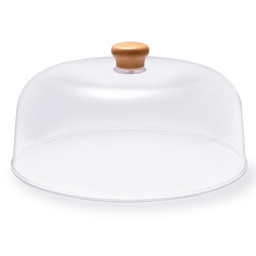 CozyState 11-inch Plastic Acrylic Cake Dome Cover, Suitable for Cake Stand Plates Transparent Cake Cover(Wood Handle) - Image 1
