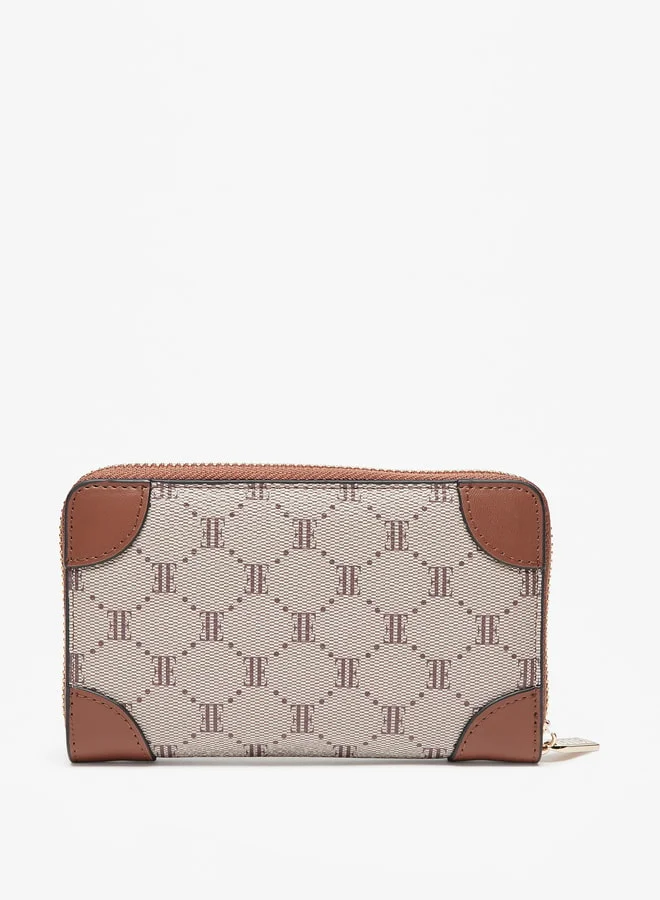 ايل Elle All-Over Monogram Print Zip Around Wallet