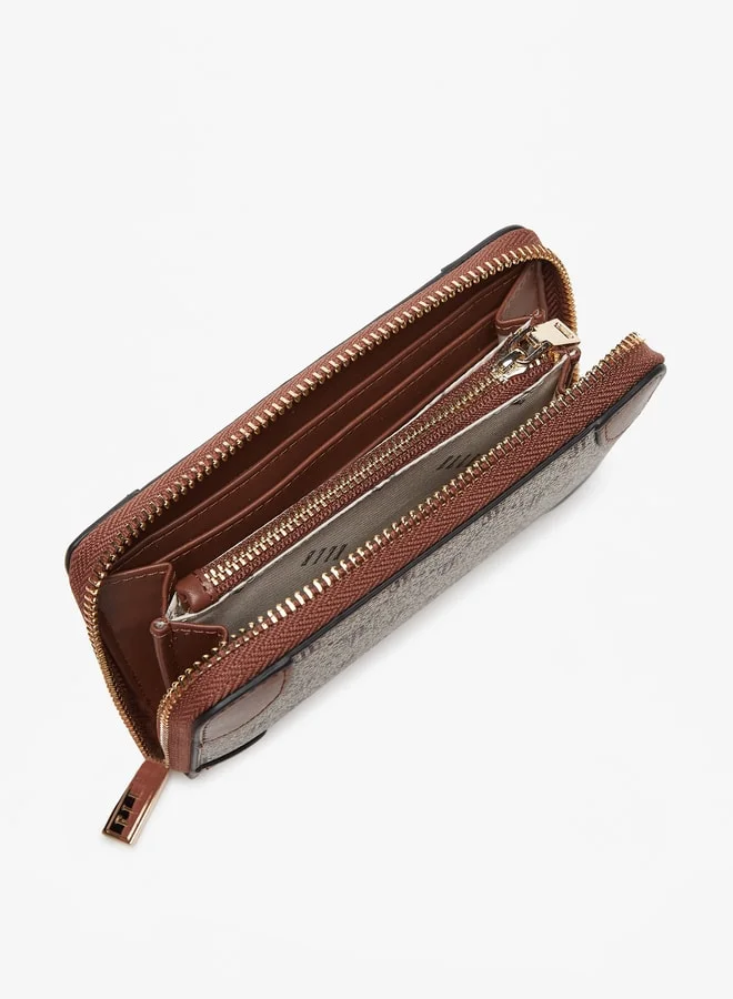ايل Elle All-Over Monogram Print Zip Around Wallet