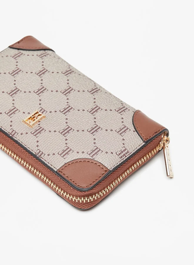 ايل Elle All-Over Monogram Print Zip Around Wallet