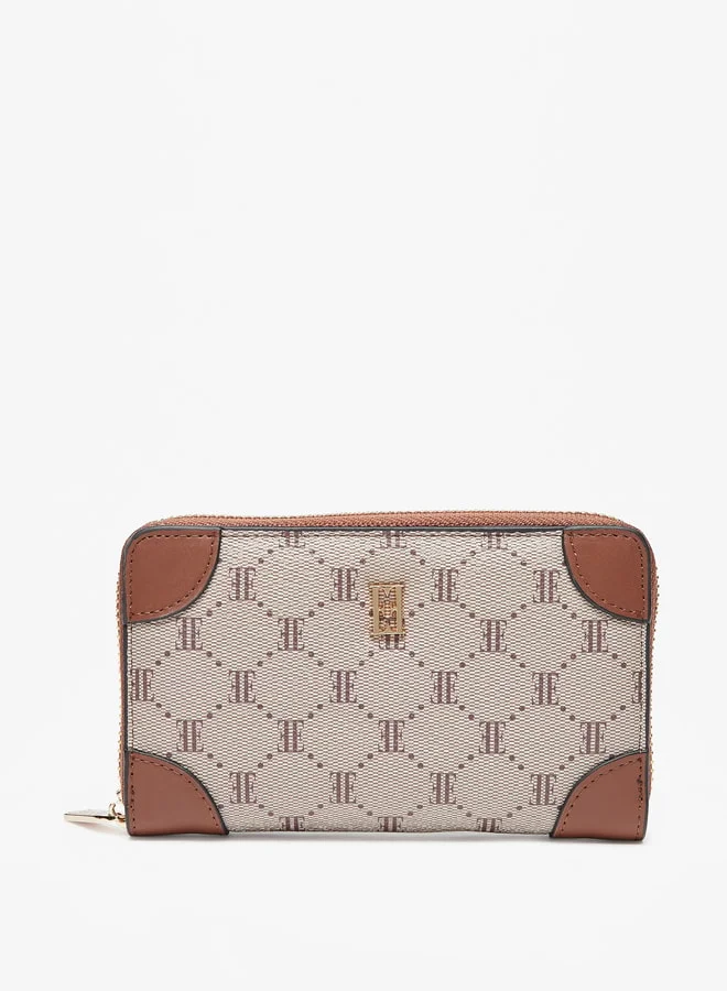 ايل Elle All-Over Monogram Print Zip Around Wallet