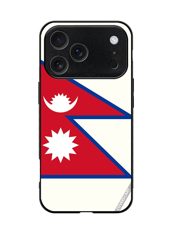 غطاء حماية لجهاز آبل آيفون 17 برو بتصميم علم نيبال متعدد الألوان