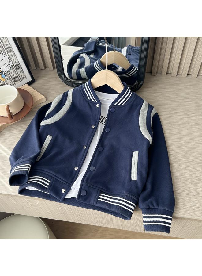 Spring New Children's Clothing Medium And Large Children Boys' Knitted Sportswear Sweater Baseball Uniform Jacket 