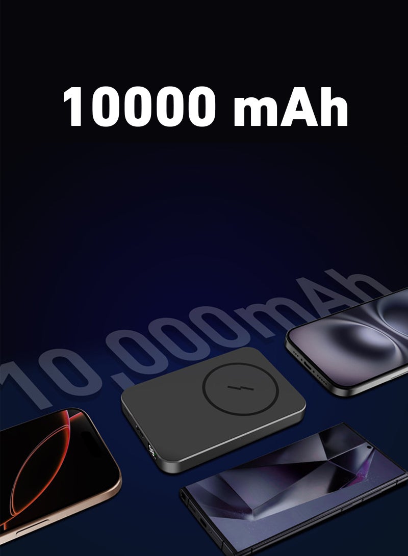 JODA MagSafe Magnetic Wireless Power Bank 10000mAh 20W PD Fast Charging with 15W Wireless Charging & Smart LED Display for iPhone 17/16/15/14/13 - Grey | JODA MagZ 10 - Image 2