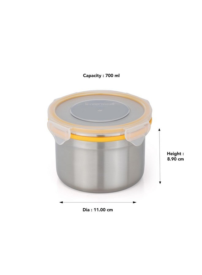STEELLOCK Stainless Steel Containers 2 Pack - 700ml Airtight Leakproof Food Storage Dabba with 4 Side Clip Lock and See-Through Lid - Yellow - SL-1303 - Office & School Use - Image 3