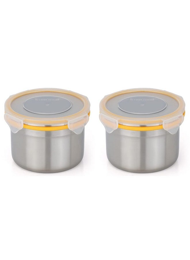 STEELLOCK Stainless Steel Containers 2 Pack - 700ml Airtight Leakproof Food Storage Dabba with 4 Side Clip Lock and See-Through Lid - Yellow - SL-1303 - Office & School Use - Image 1