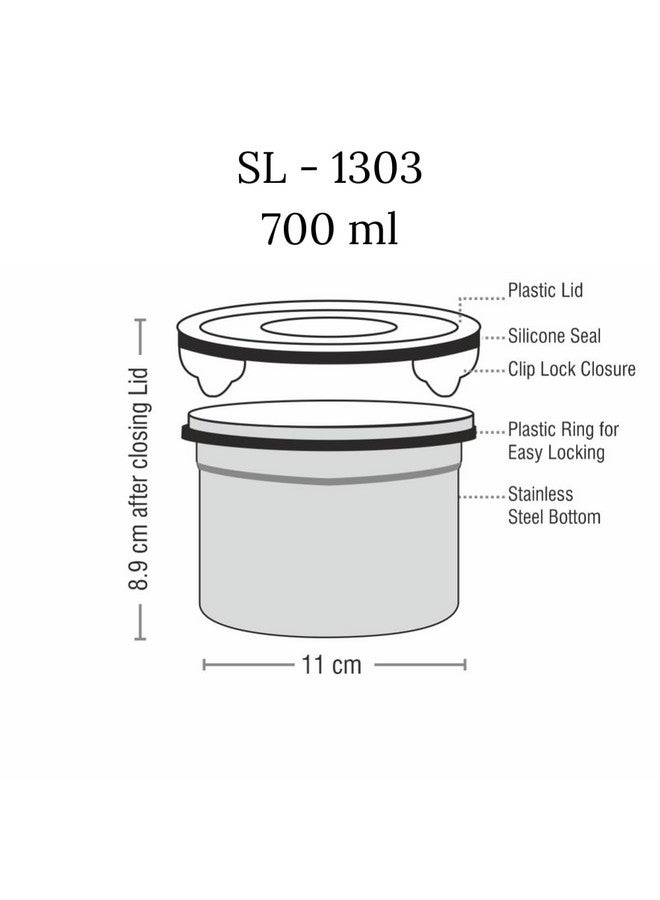 STEELLOCK Stainless Steel Containers 2 Pack - 700ml Airtight Leakproof Food Storage Dabba with 4 Side Clip Lock and See-Through Lid - Yellow - SL-1303 - Office & School Use - Image 4