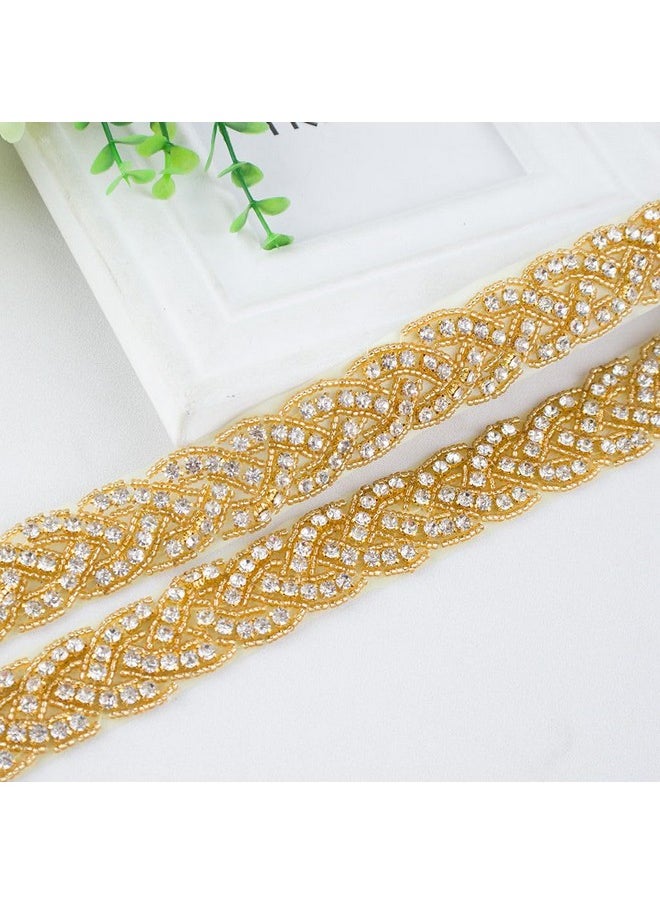 ShiDianYi - Wedding Dress Belt Crystal Applique, Belt For Dress, Wedding Sash Belt For Bridal Shower Rhinestone Applique Gold (Ra027, Gold) - Image 1