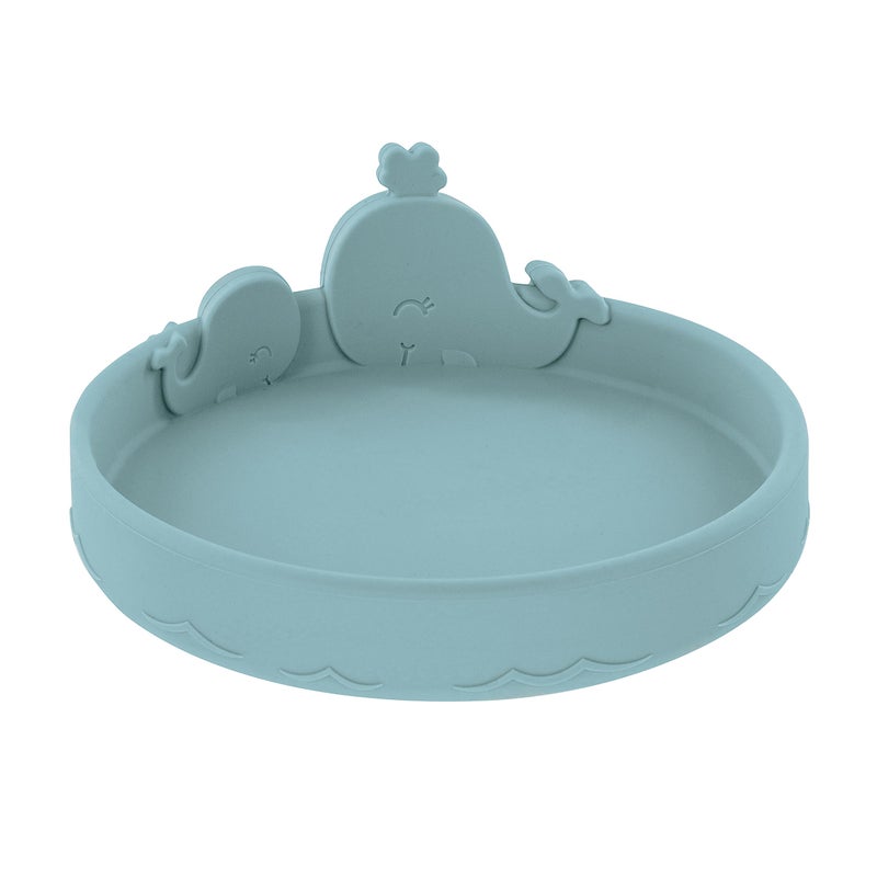 Nuby Animal Friend Silicone Round Plate - Toddler Plate - 6+ Months - Blue Whale Plate - Image 1