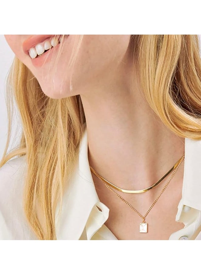 Julia Store 18K Gold Plated Stainless Steel Cubic Zirconia Trendy Snake Horringbone Gift For Women Layer Necklace  - Image 5