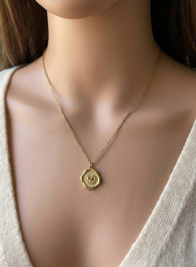 Take Two Women's Metal Geometric Heart-Shaped Pendant Necklace - Image 1