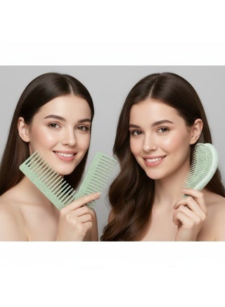 5PCS Hair Scalp Massager Set – Shampoo Brush, Detangling Hair Brush, Wide Tooth Comb & Oil Applicator Bottle, Complete Hair Care Kit - view 2