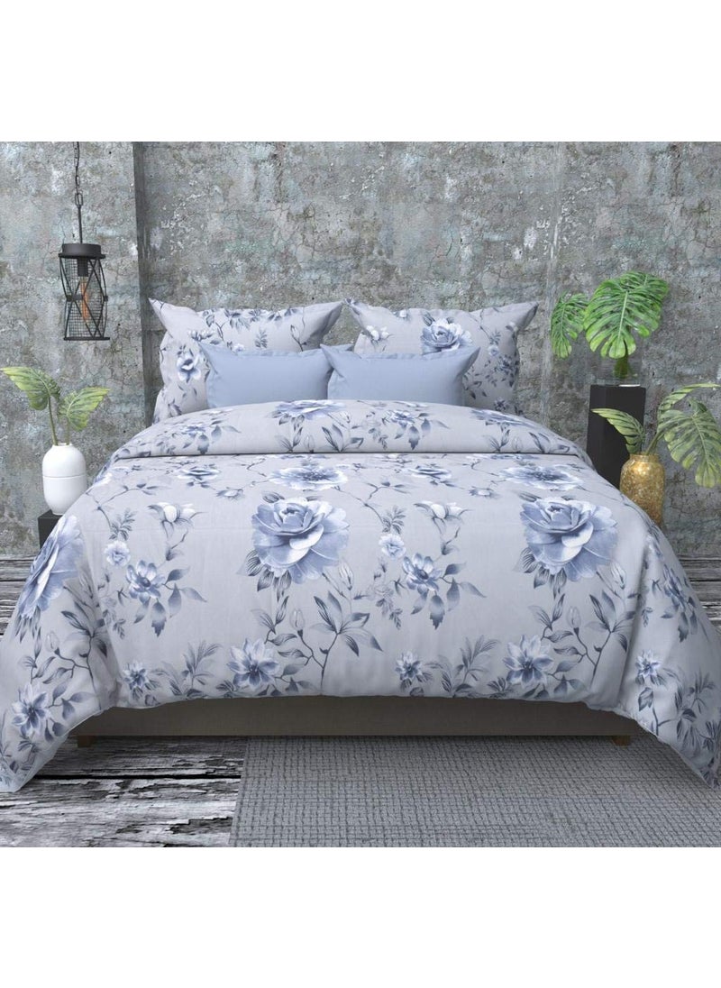 Laying Style Laying Style 350TC Microfiber Havy Glace Cotton AC Comforter Set King Size Double Bed with 1 Flat bedsheet90x100 inch and Two Pillow Covers II 4 pc Bedding SetMultiColor  - Image 1