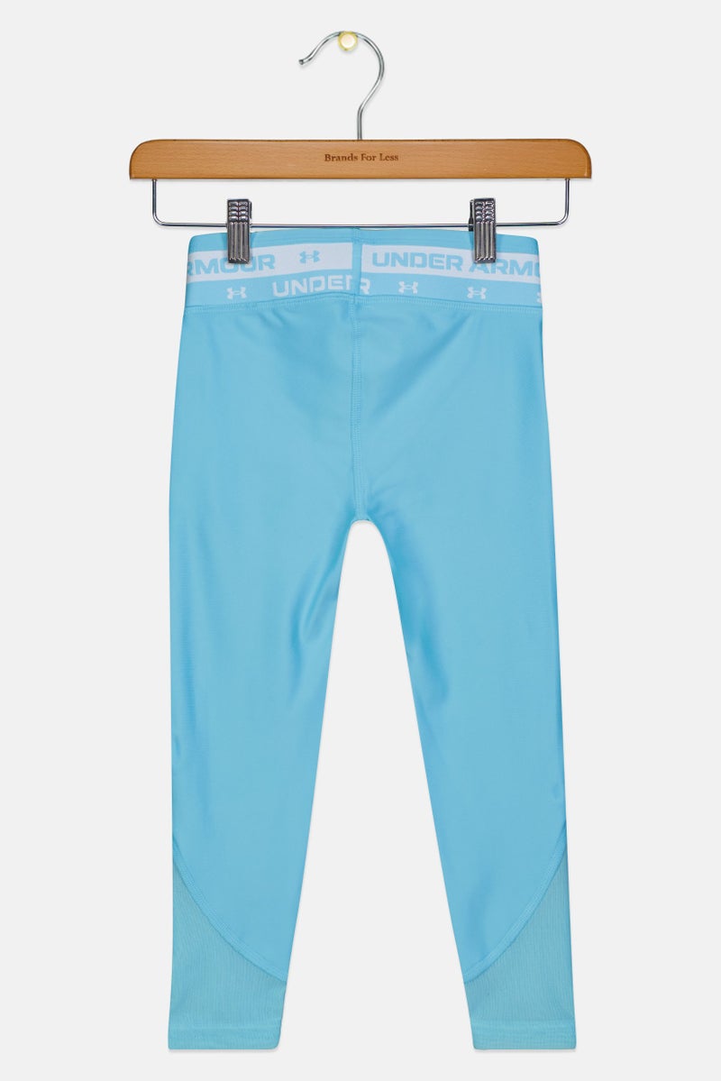 UNDER ARMOUR Kids Girl Brand Logo Training Leggings, Sky Blue - Image 3