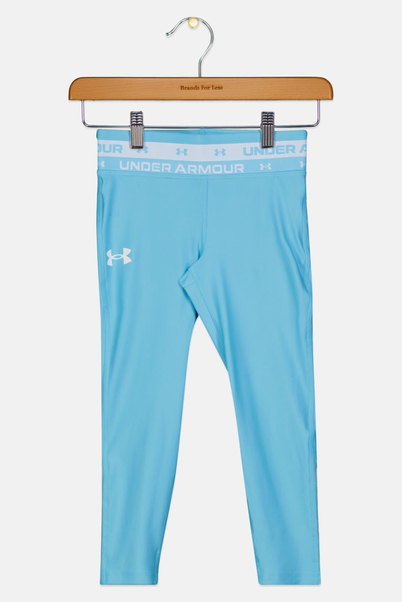 UNDER ARMOUR Kids Girl Brand Logo Training Leggings, Sky Blue - Image 2