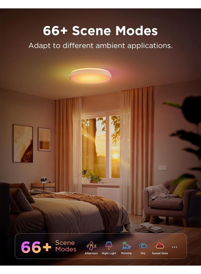 Govee Smart Ceiling Light 4300LM 15 Inch, RGBIC LED Ceiling Light Fixture Works with Matter, Flush Mount Light Fixture, DIY Colors, 2700K-6500K Dimmable for Bedroom, Living Room, 1 Pack - Image 4