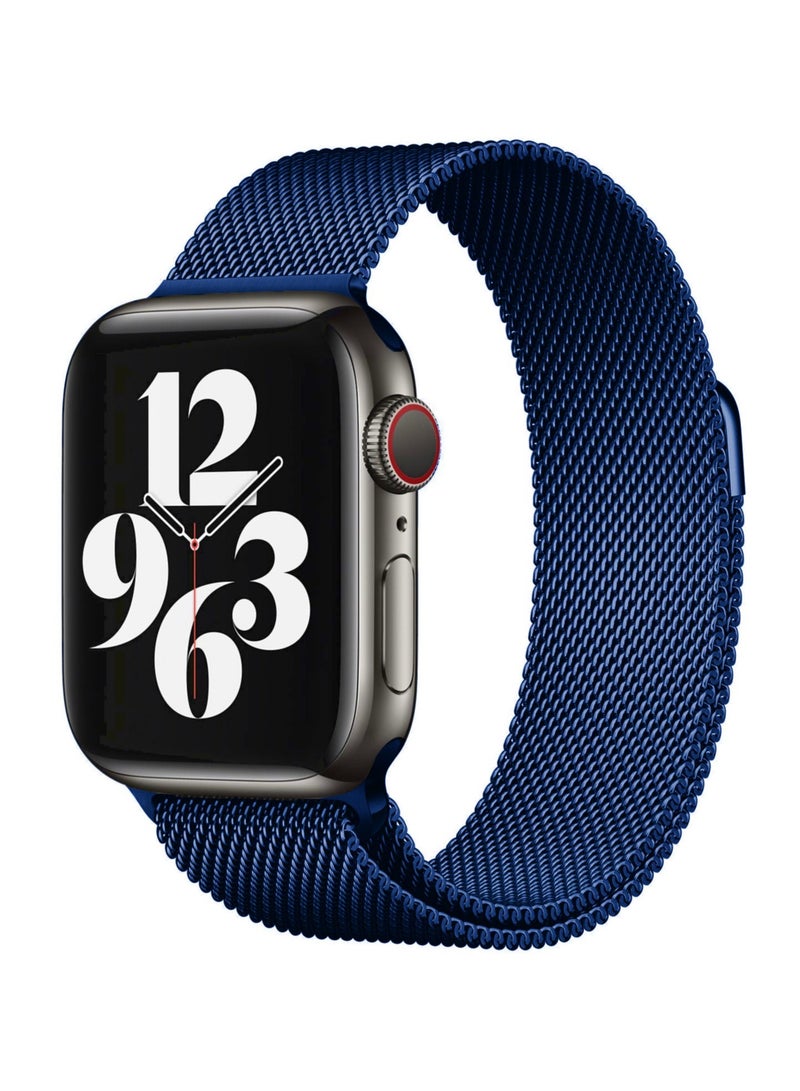 O Ozone Milanese Loop Strap For Apple Watch Series 10 9 8 7 6 5 4 SE 38/40/41/42mm Single Magnetic Stainless Steel Wristbands Band- Blue - Image 1