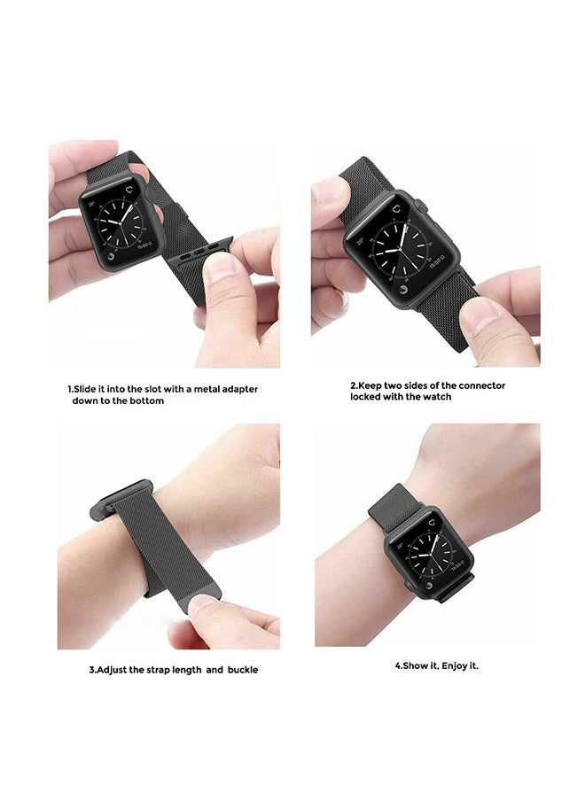 O Ozone - Milanese Loop Strap For Apple Watch Series 10 9 8 7 6 5 4 SE 38/40/41/42mm Single Magnetic Stainless Steel Wristbands Band- Blue - Image 1