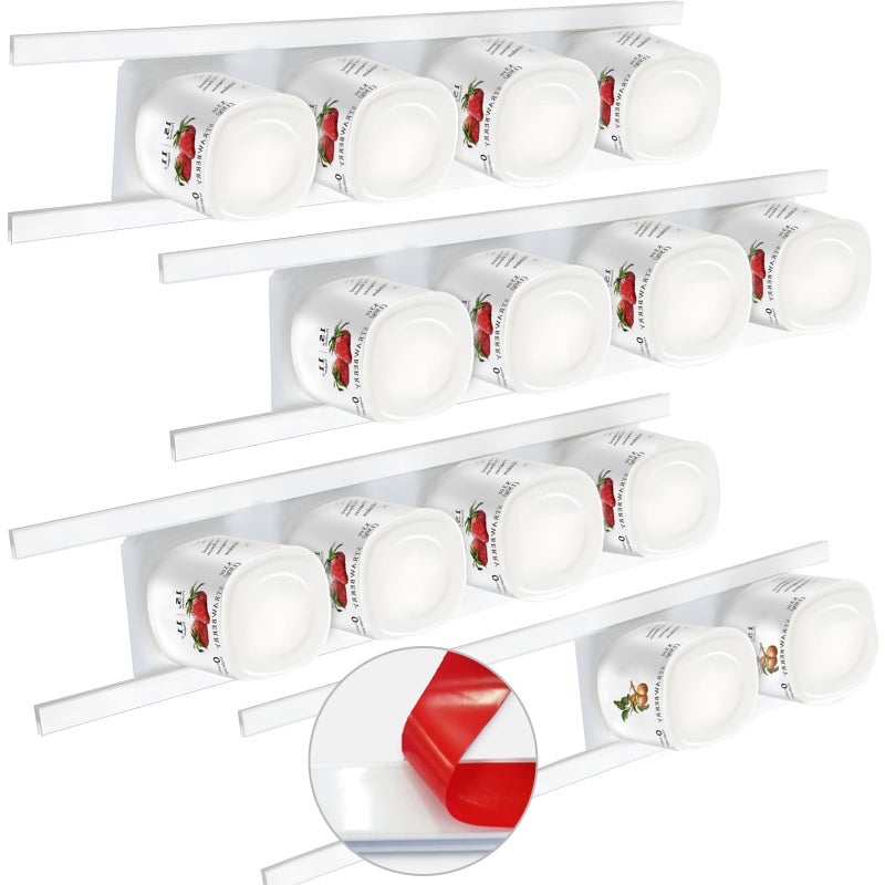 8 Pack Yogurt Organizer for Fridge Holder With Adhesive Tapes for 375 Inch Greek and Vegan Yogurt