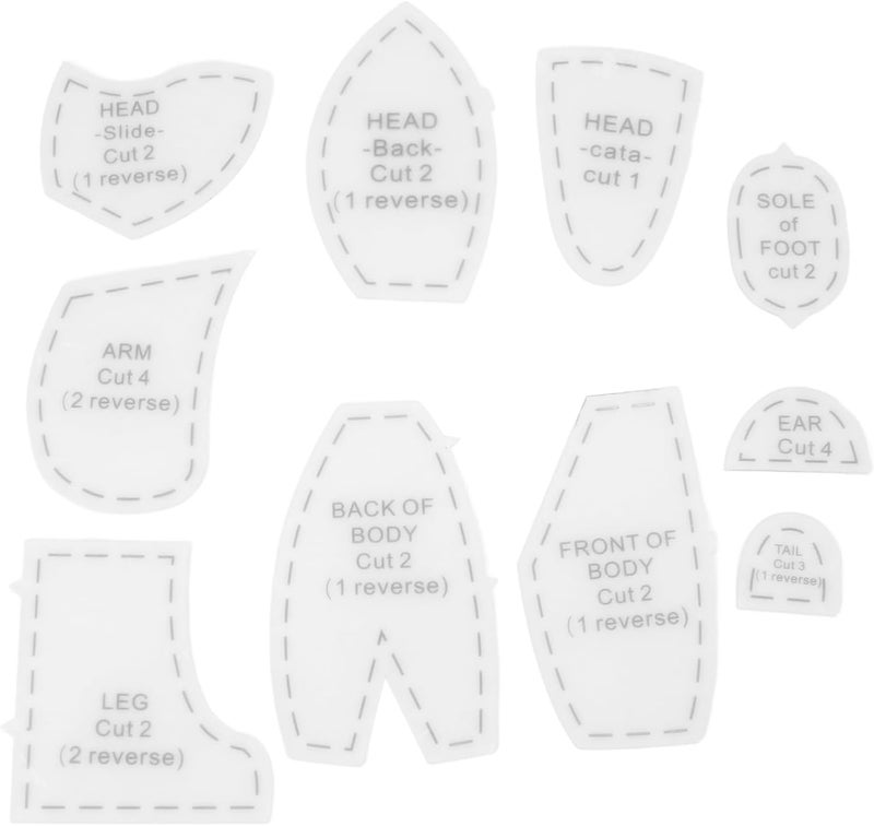 SUNGOOYUE Memory Bear Hobbyist Acrylic Sewing Template Ruler Set, Effortlessly Create Cute Dolls for DIY Enthusiasts, 10 Pieces (Medium (12 inch)) - Image 4