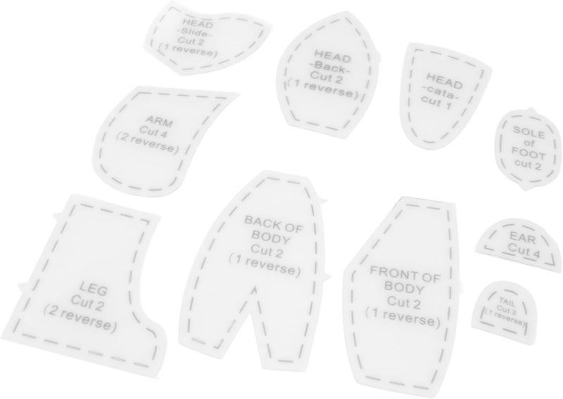 SUNGOOYUE Memory Bear Hobbyist Acrylic Sewing Template Ruler Set, Effortlessly Create Cute Dolls for DIY Enthusiasts, 10 Pieces (Medium (12 inch)) - Image 2