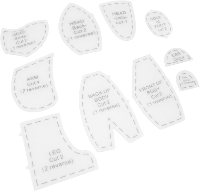 SUNGOOYUE Memory Bear Hobbyist Acrylic Sewing Template Ruler Set, Effortlessly Create Cute Dolls for DIY Enthusiasts, 10 Pieces (Medium (12 inch)) - Image 5