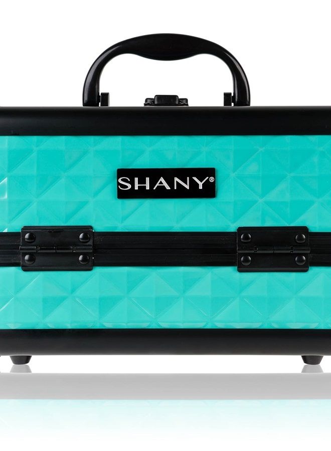 Shany Mini Makeup Train Case With Mirror - Turquoise - Image 1