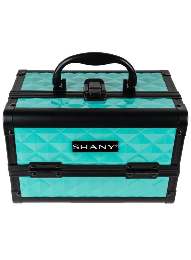 Shany Mini Makeup Train Case With Mirror - Turquoise - Image 5