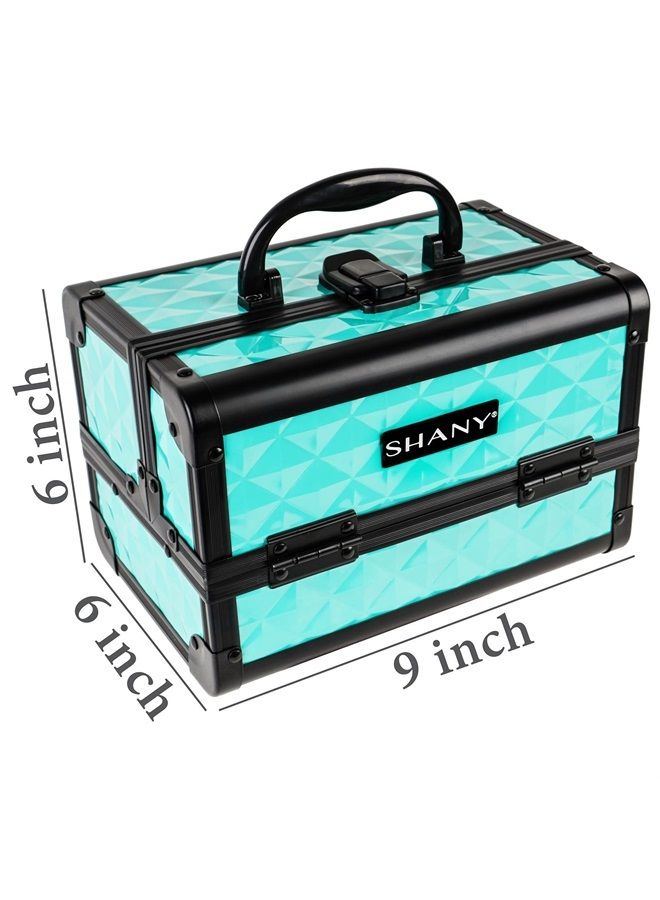 Shany Mini Makeup Train Case With Mirror - Turquoise - Image 4