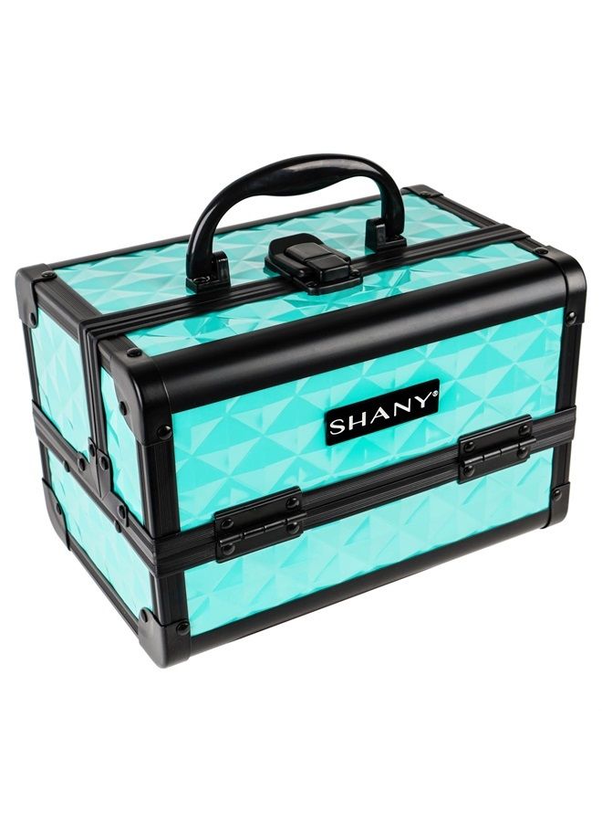 Shany Mini Makeup Train Case With Mirror - Turquoise - Image 2