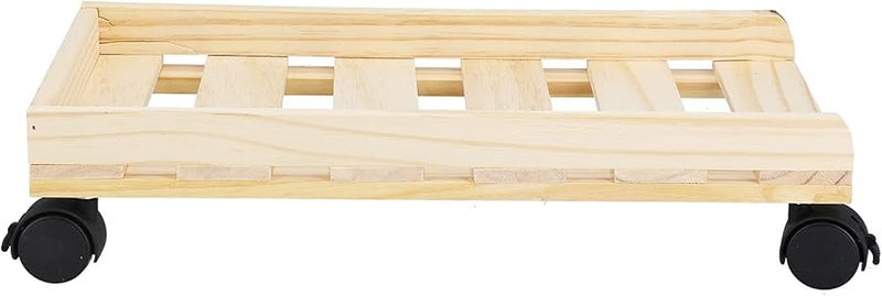 Wooden CPU Stand with 4 Rollers for Optimal Ventilation Mobile Computer Host Bracket - Image 4