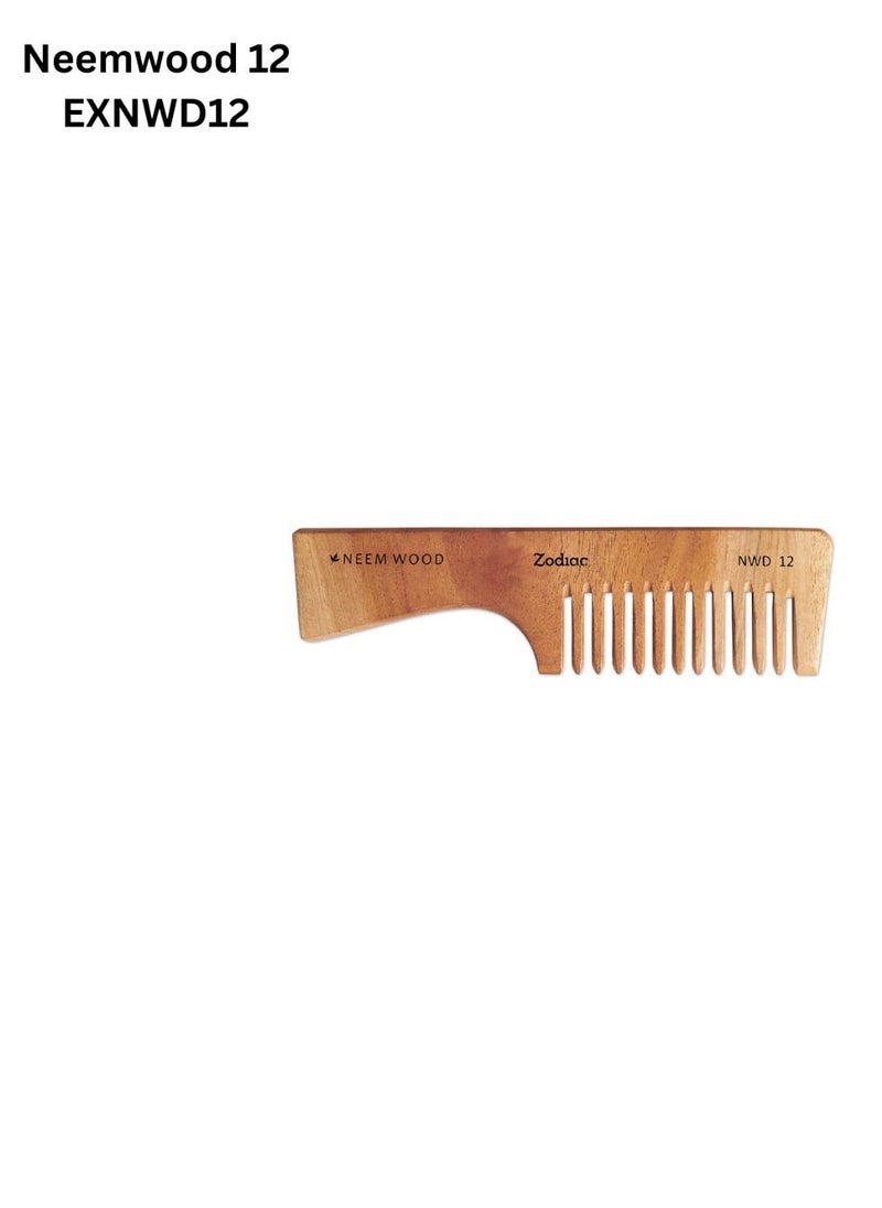 Zodiac - Zodiac Neem Wood Hair Comb for Hair Growth, Dandruff Control & Reduced Hair Fall | Wide & Thin Teeth NWD 12 - Image 1