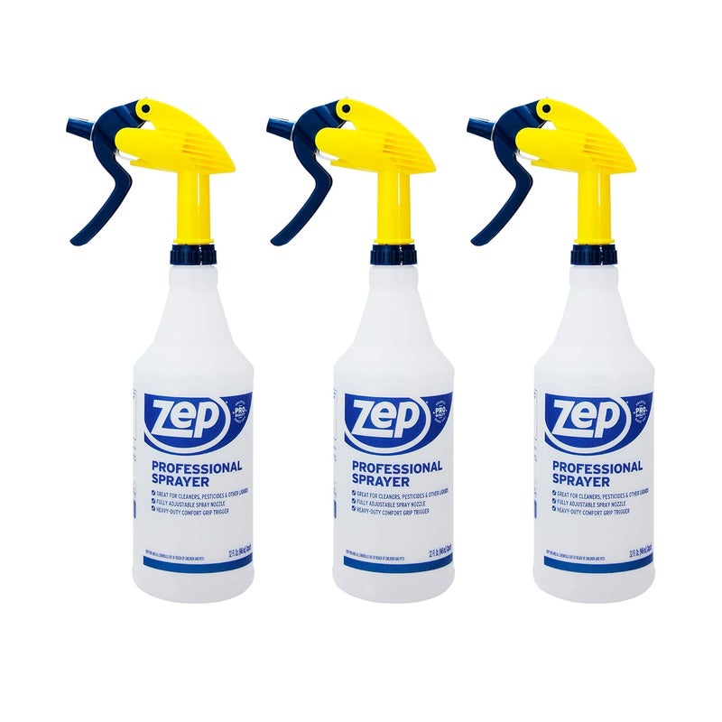 ZEP Professional Sprayer Bottle  32 oz Pack of 3  HDPRO1  Versatile Adjustable Nozzle Spray Bottles with a Fine Mist or Powerful Spray Refillable for Diluted Concentrate - Image 1