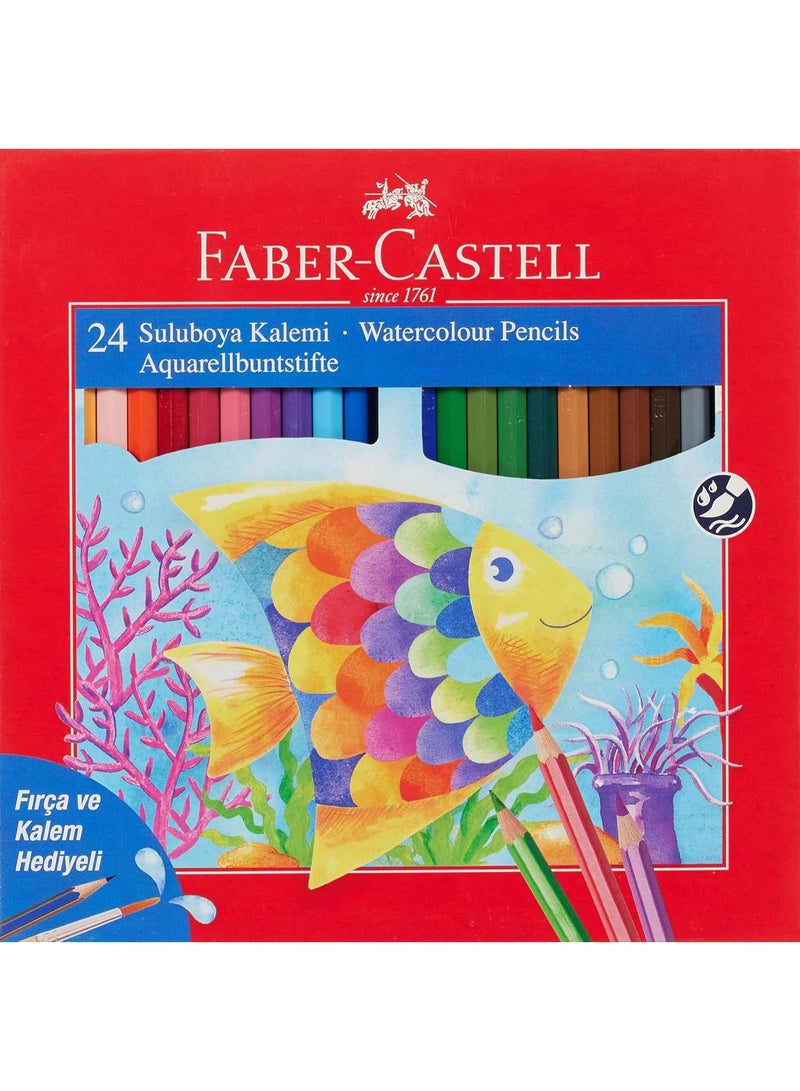 Faber-Castell Aquarell Coloured Pencils, 24 Colours, Cardboard Box - Image 1