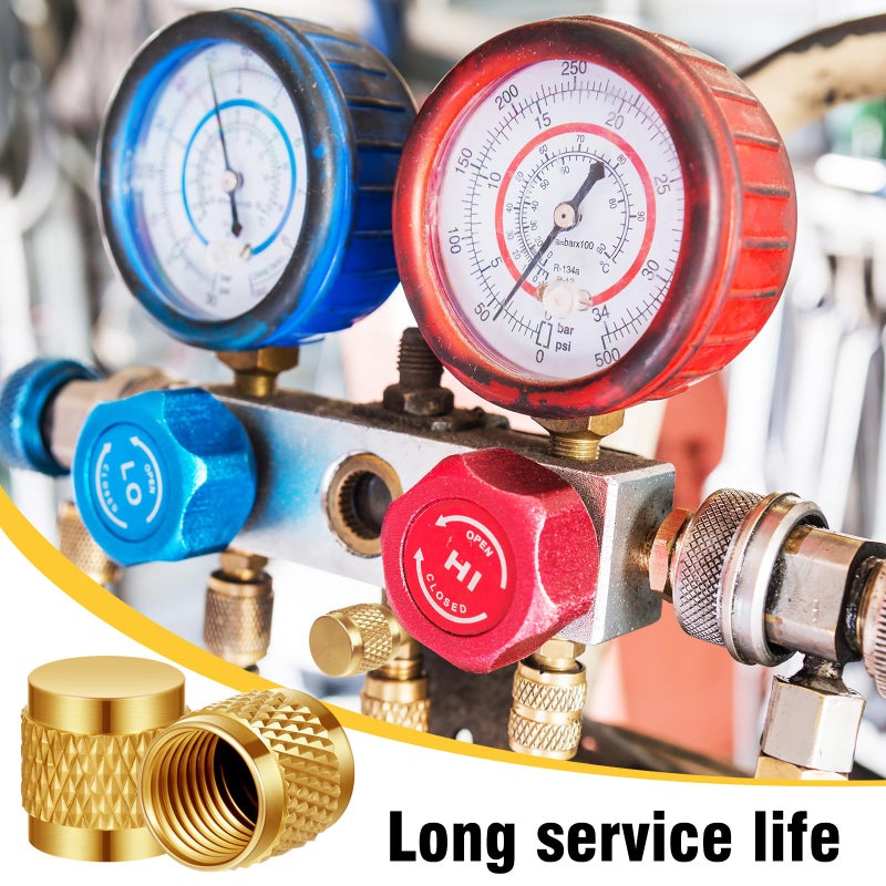 Yaocom 25 Pcs 1/4 Flare Brass Valve Cap HVAC Tool Bulk Round Compression Cap W/Neoprene Pipe O Ring Seal Refrigerant Locking Caps Plumbing Factories Supply - Image 4