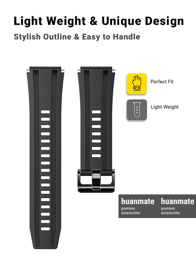 هووانميت سوار بديل لساعة هواوي واتش ألتميت - مصنوع من سيليكون ناعم عالي الجودة، خفيف الوزن، أنيق ومتين - سهل التركيب - حزام بديل لساعة هواوي واتش ألتميت - Image 3