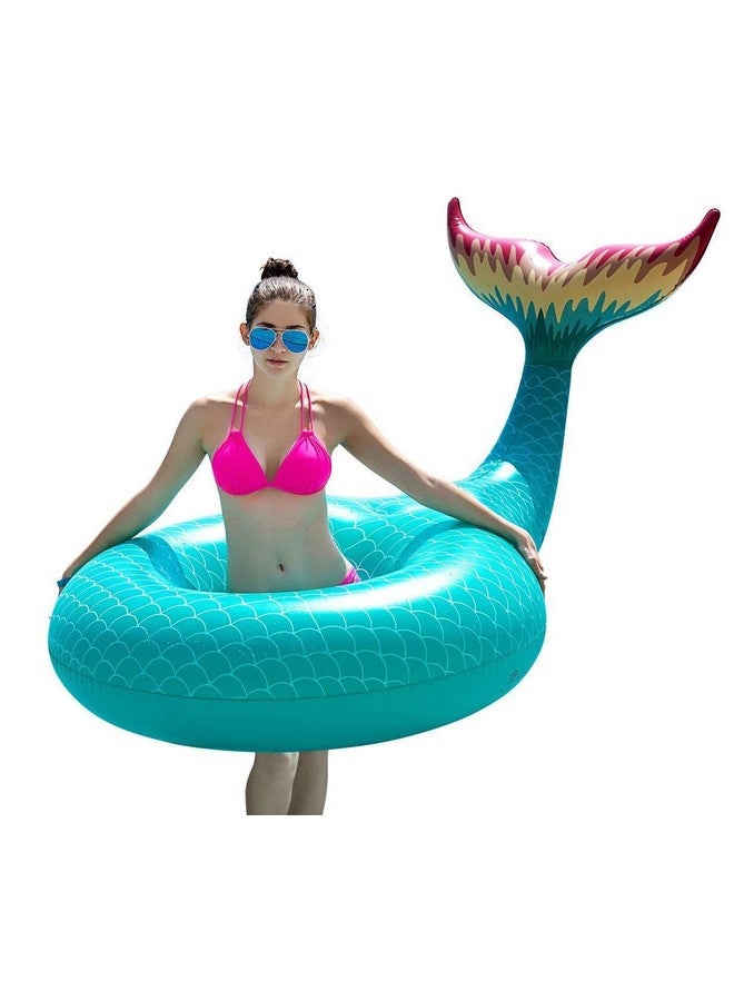 Jasonwell Giant Inflatable Mermaid Tail Pool Float With Fast Valves Summer Beach Swimming Pool Party Lounge Raft Decorations Toys For Adults Kids (Green) - Image 1
