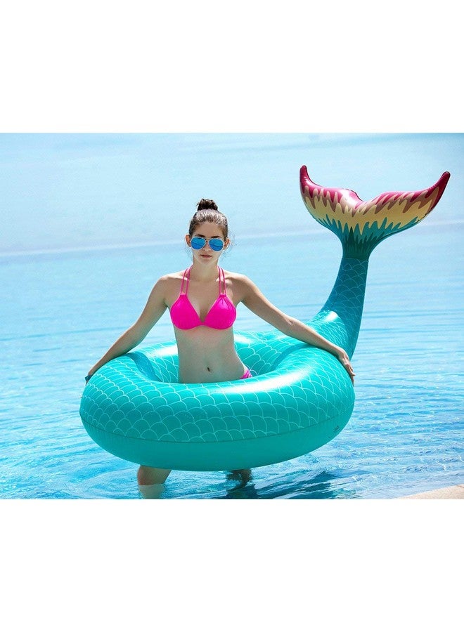 Jasonwell Giant Inflatable Mermaid Tail Pool Float With Fast Valves Summer Beach Swimming Pool Party Lounge Raft Decorations Toys For Adults Kids (Green) - Image 5
