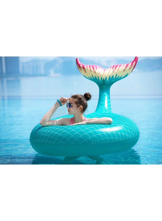 Jasonwell Giant Inflatable Mermaid Tail Pool Float With Fast Valves Summer Beach Swimming Pool Party Lounge Raft Decorations Toys For Adults Kids (Green) - Image 4